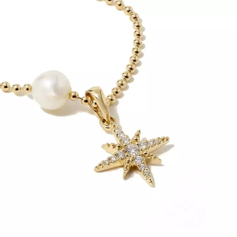 Starburst Charm and Pearl Necklace